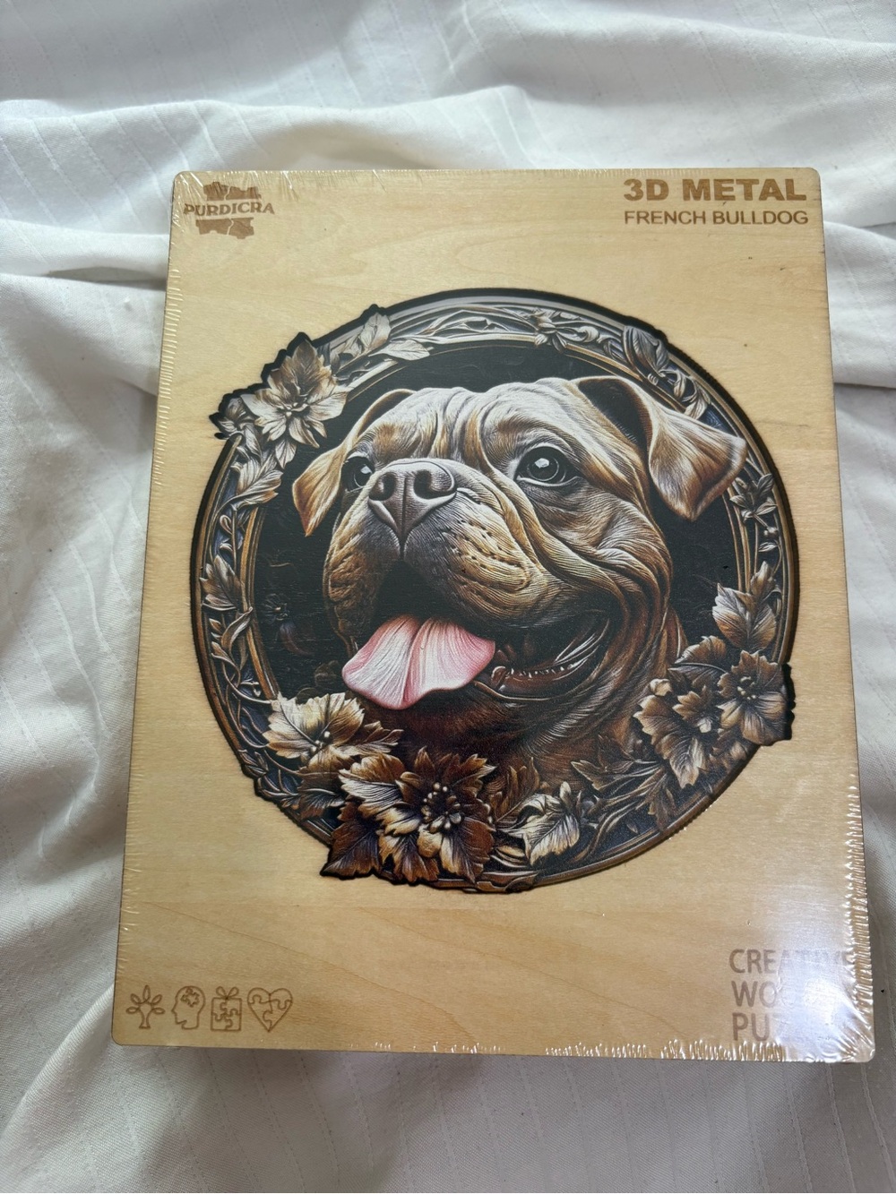 3D Metal French Bulldog Wall Art - Brown